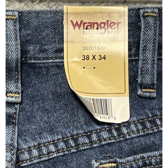 Wrangler Rugged Wear Mens Classic‎ Fit Blue Denim Jeans 38x34 Outdoors Western - Picture 13 of 14
